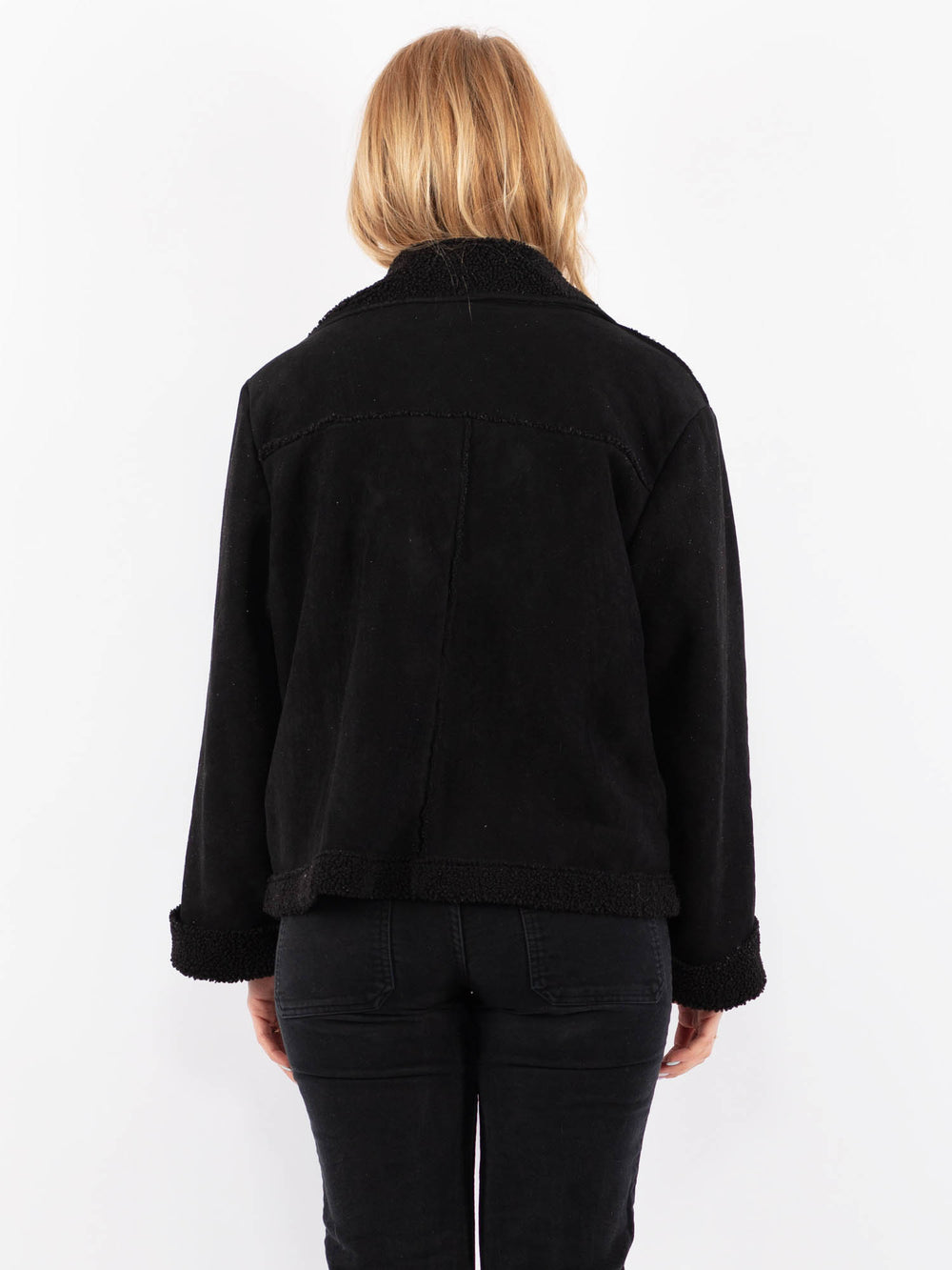 Vintage 00's Women Faux Sheepskin Jacket in BlackV9736