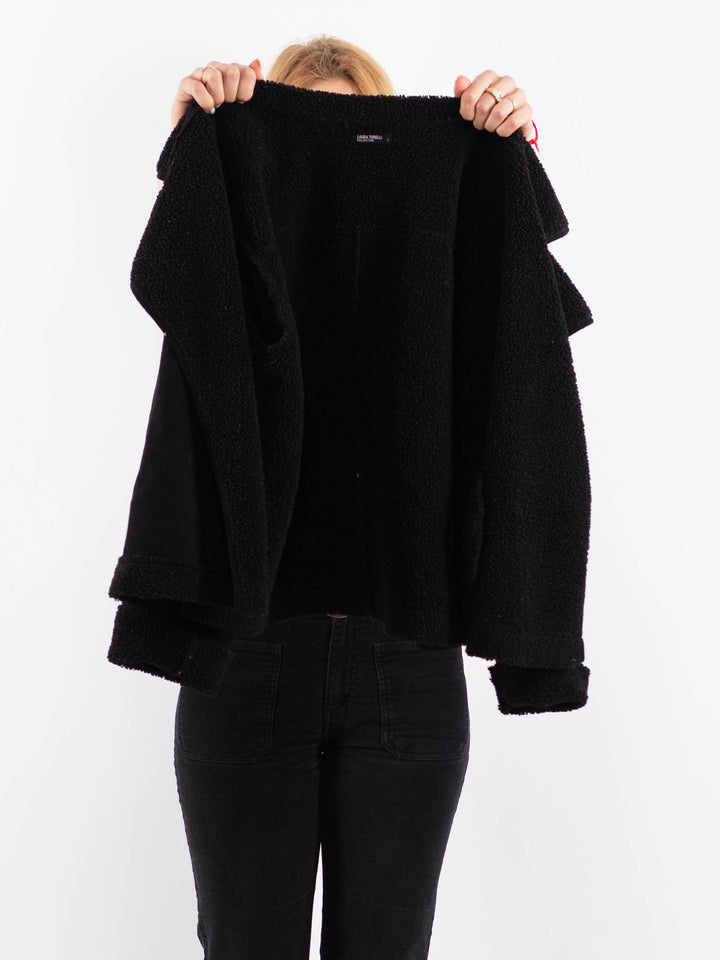 Vintage 00's Women Faux Sheepskin Jacket in BlackV9736