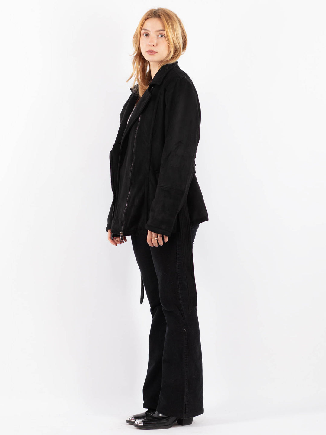Vintage 00's Women Faux Sheepskin Jacket in BlackV9739