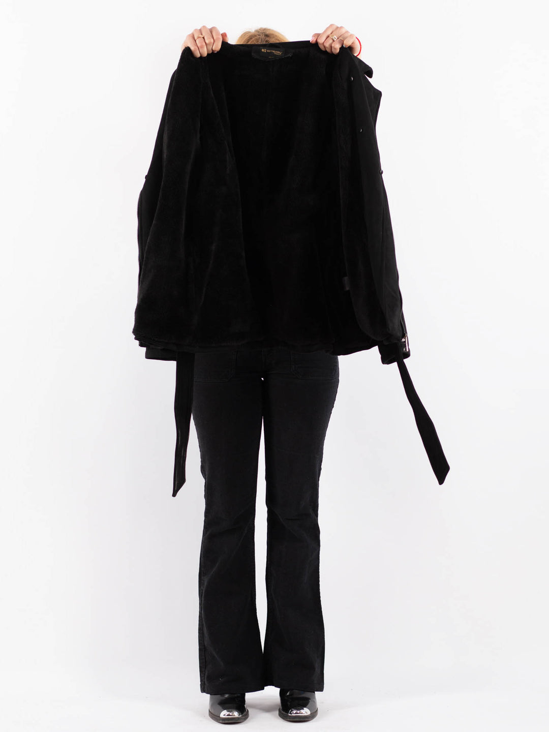 Vintage 00's Women Faux Sheepskin Jacket in BlackV9739