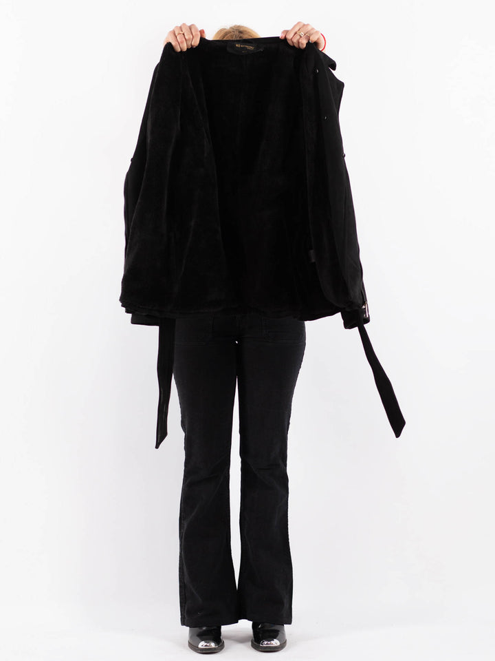 Vintage 00's Women Faux Sheepskin Jacket in BlackV9739
