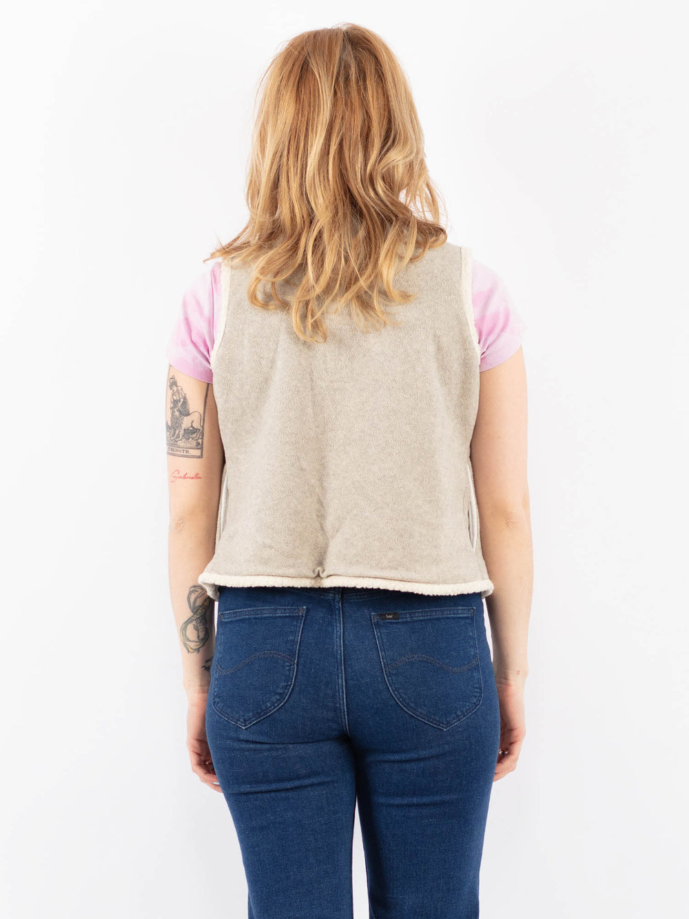 Vintage 90's Women Faux Sheepskin Vest in GrayV9638