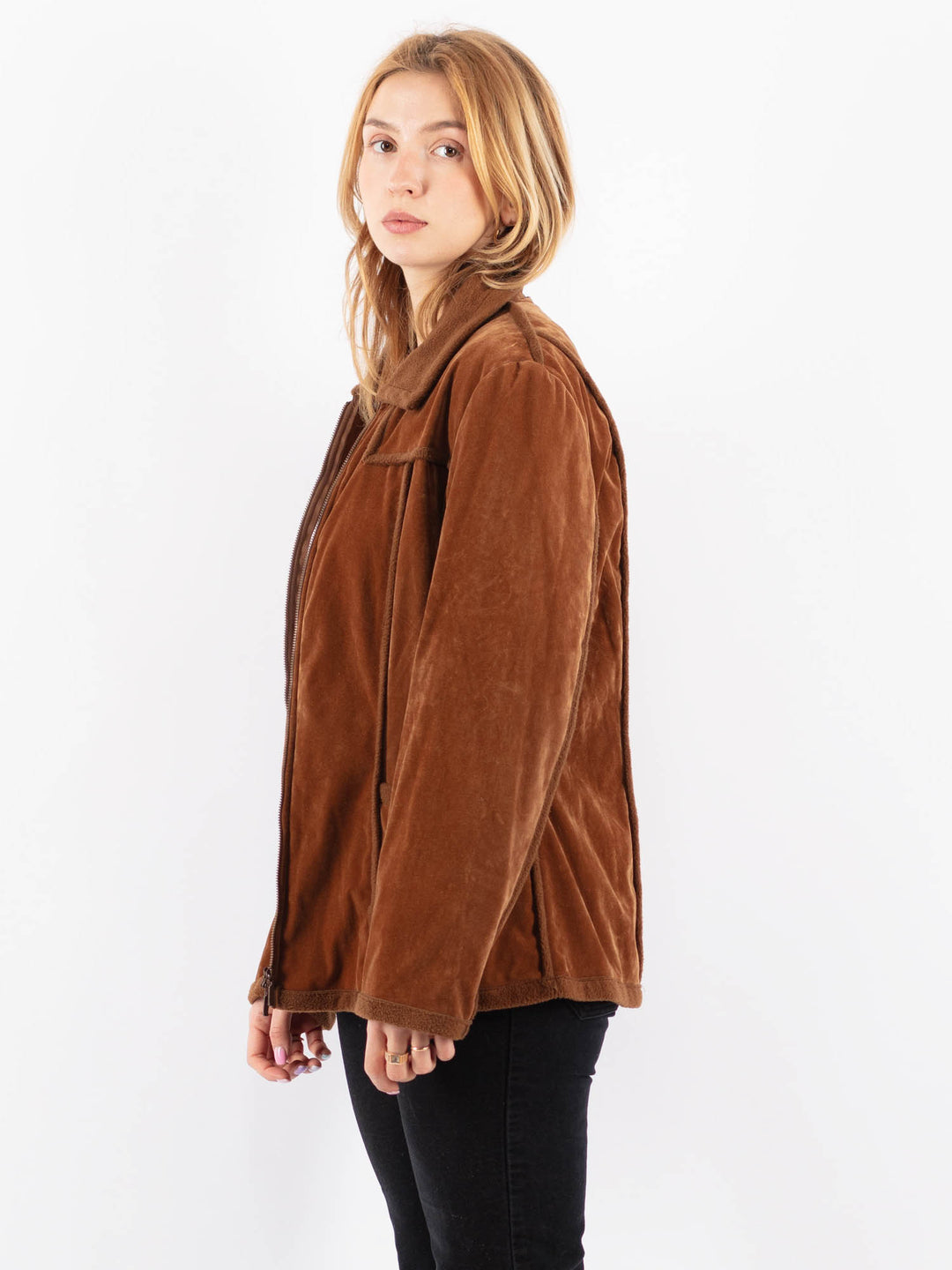 Vintage 90's Women Sherpa Jacket in BrownV9716