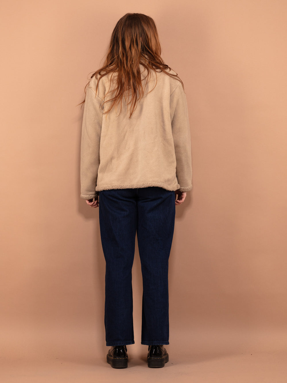 Vintage 90's Women Fleece Sherpa Jacket in Beige - NorthernGrip