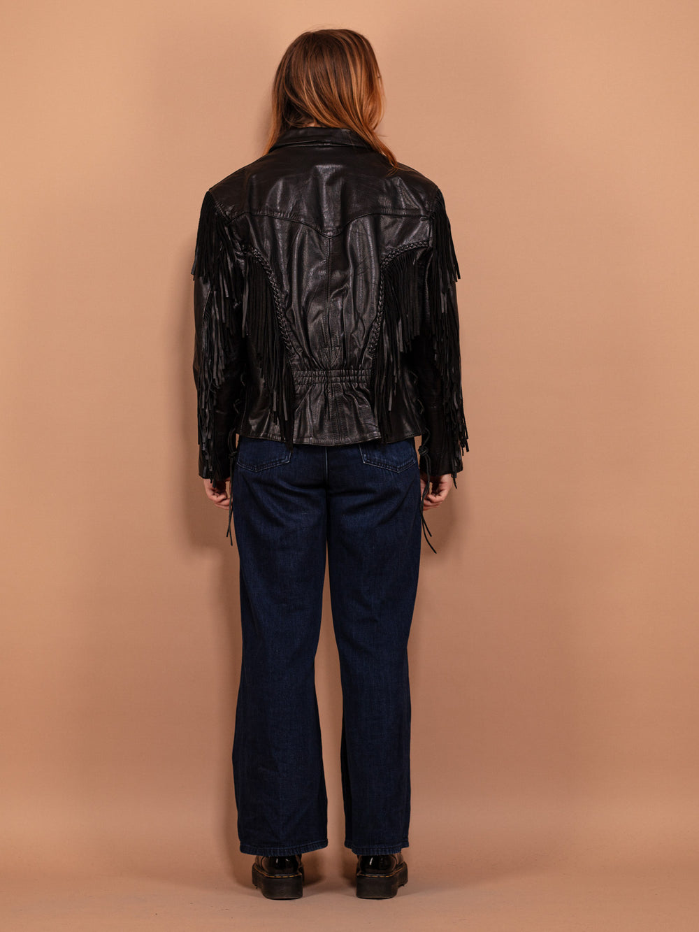 Vintage 90's Women Fringe Leather Biker Jacket in Black - NorthernGrip