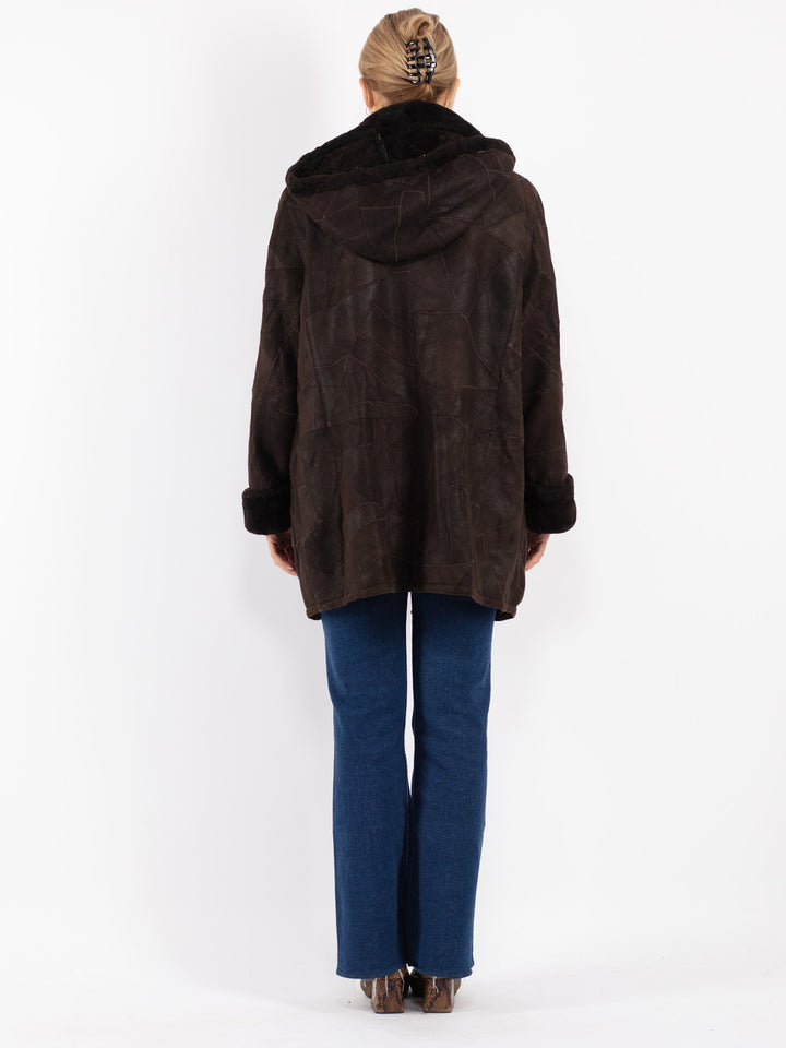 Vintage 90's Women Sheepskin Coat in Brown
