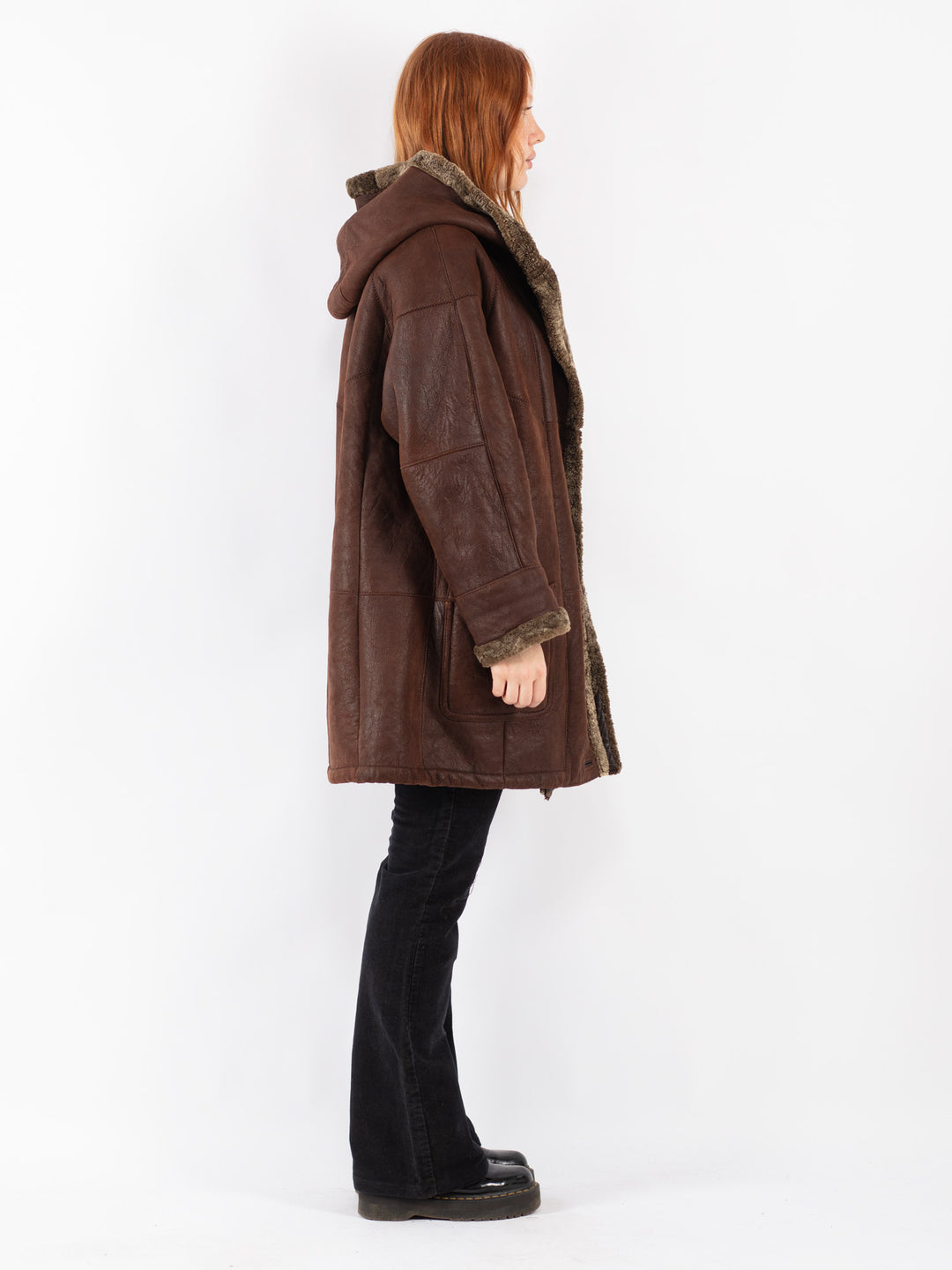 Vintage 90's Women Sheepskin Coat in Brown