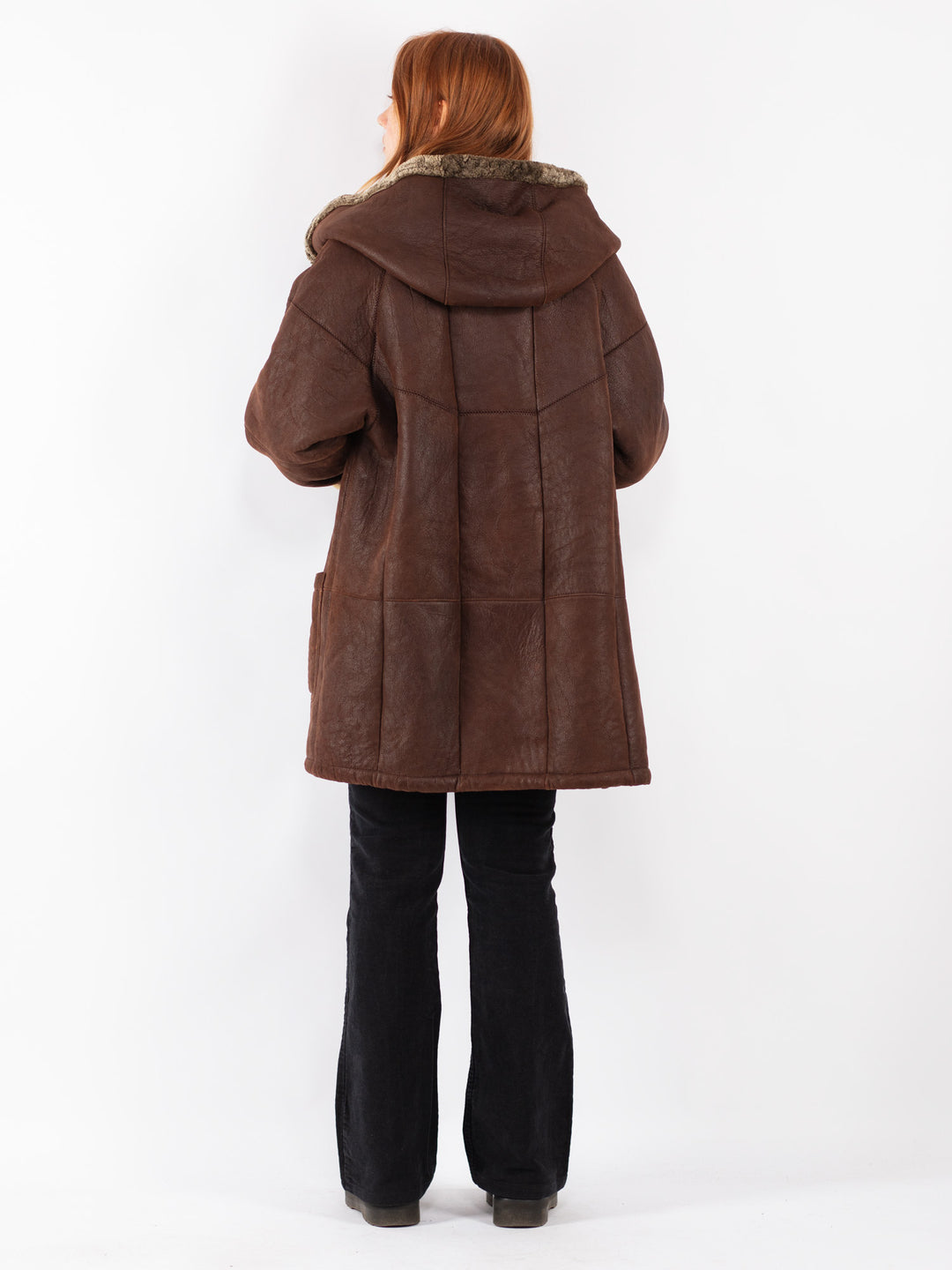 Vintage 90's Women Sheepskin Coat in Brown