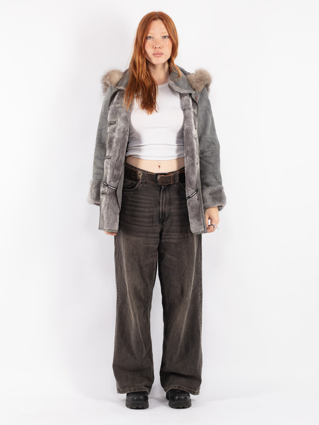 Vintage 90's Women Sheepskin in Gray