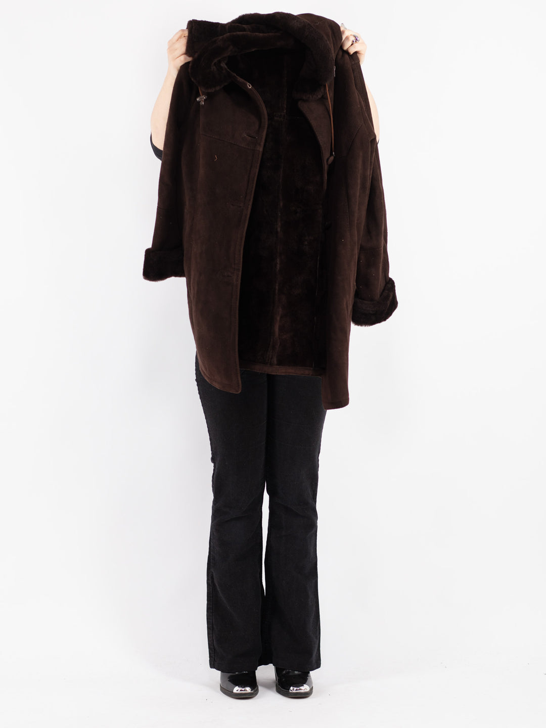 Vintage 90's Women Sheepskin Coat in Brown