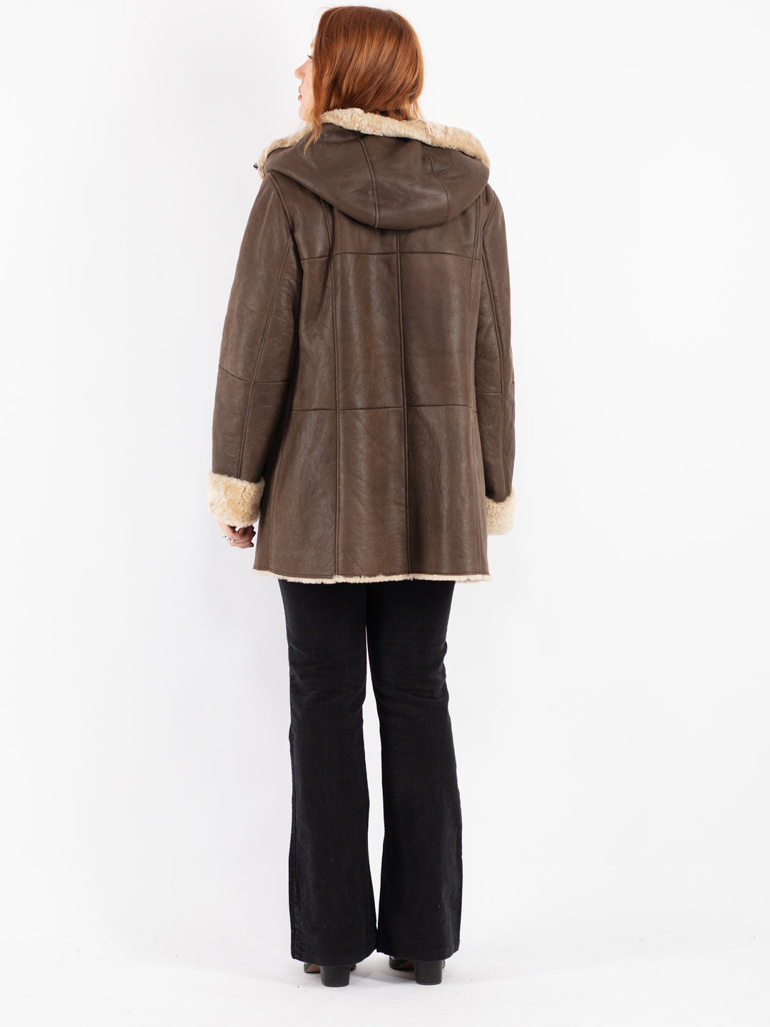Vintage 90's Women Sheepskin Coat in Brown