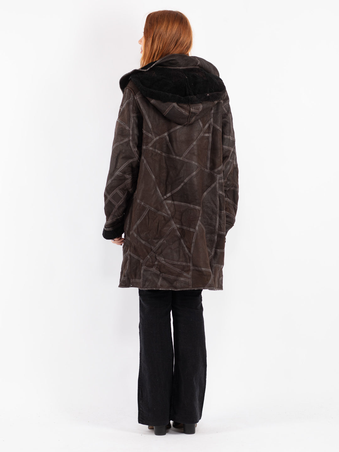 Vintage 90's Women Sheepskin Coat in Brown