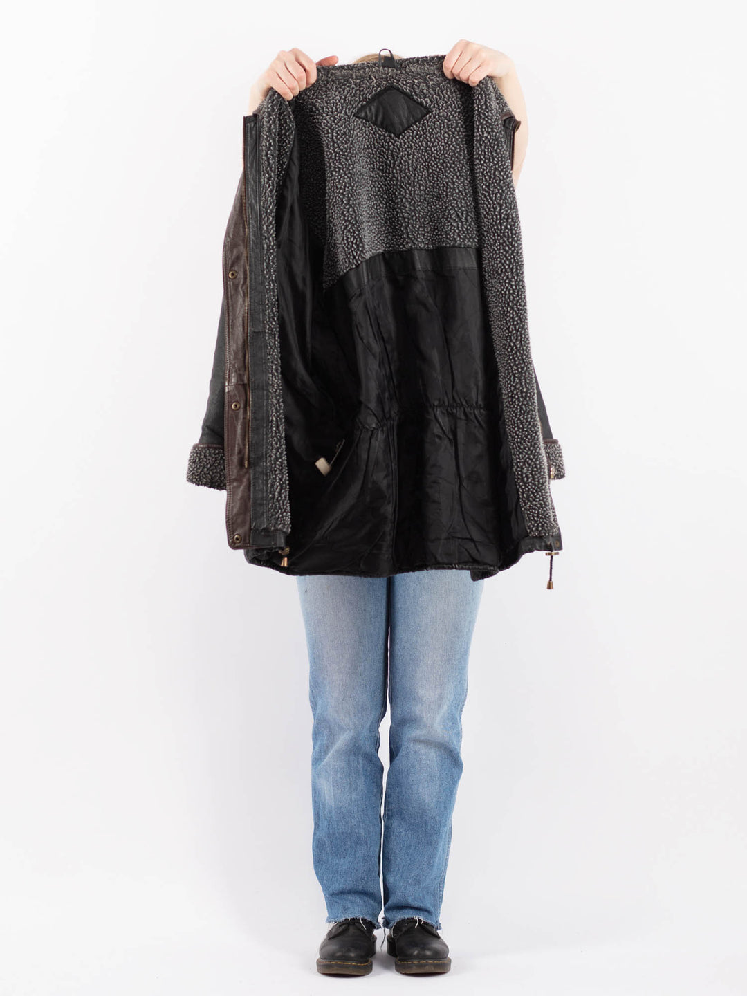 Vintage 90's Women Leather Coat in BlackV9484