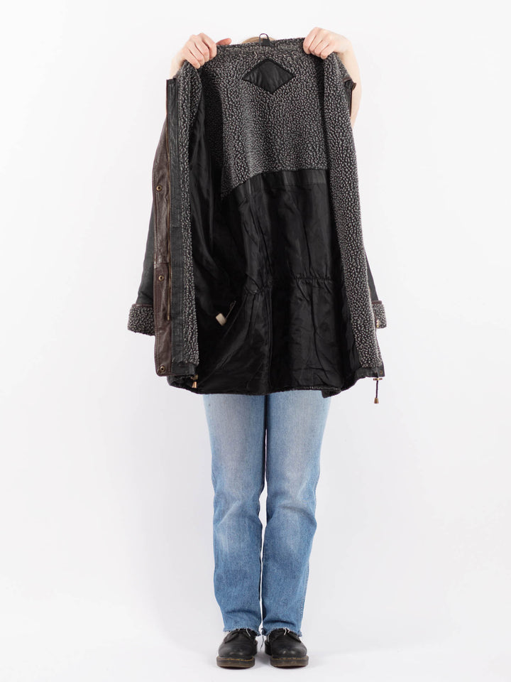 Vintage 90's Women Leather Coat in BlackV9484
