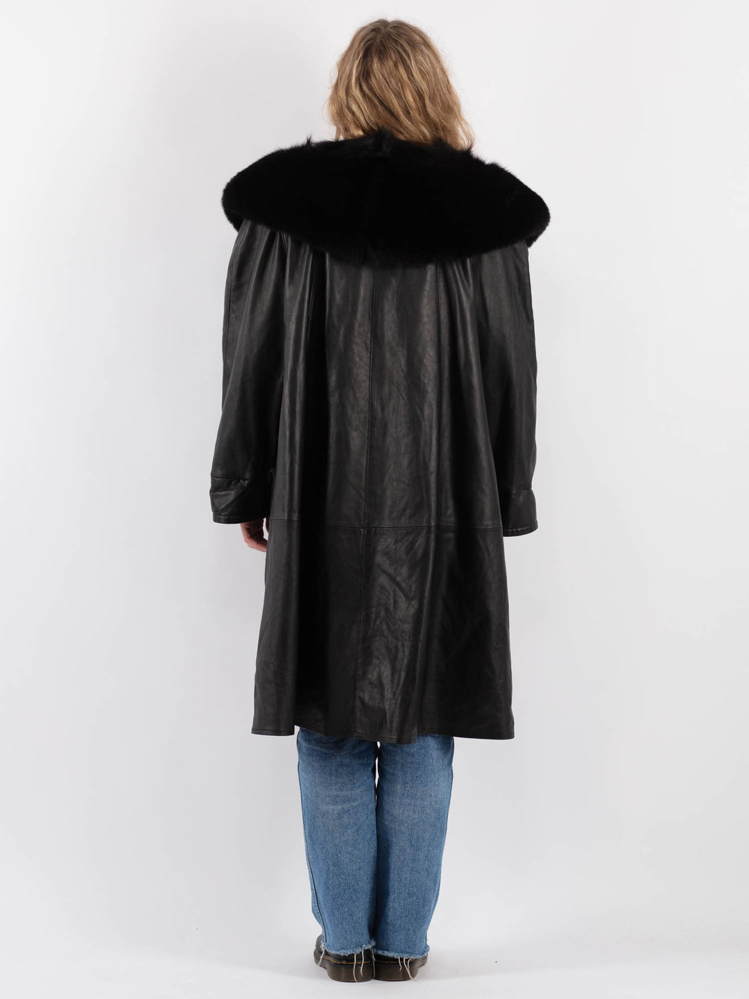 Vintage 90's Women Leather Coat in BlackV9291