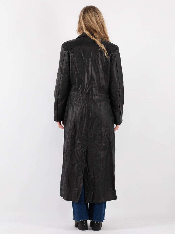Vintage 90's Women Leather Coat in BlackV9421