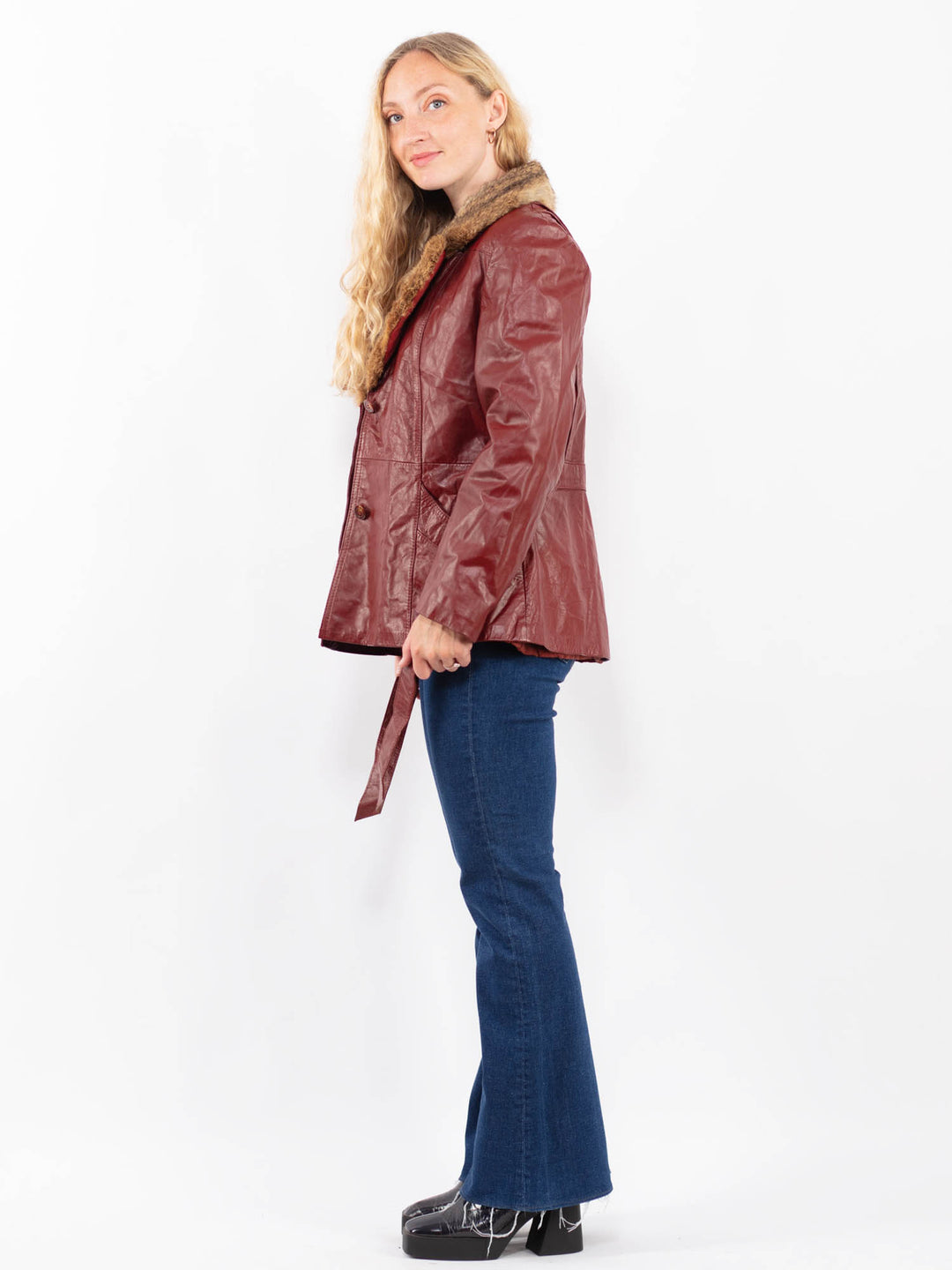 Vintage 90's Women Leather Jacket in RedA0467
