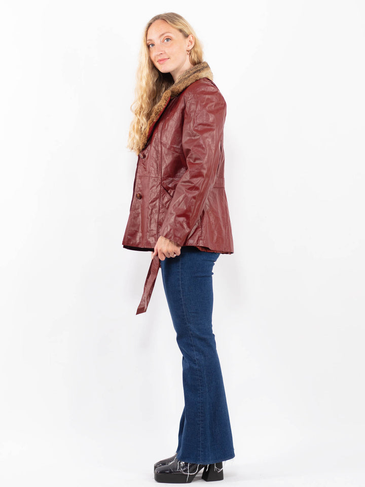 Vintage 90's Women Leather Jacket in RedA0467