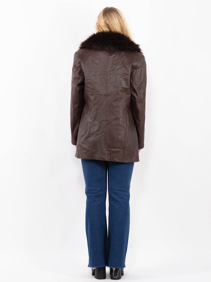 Vintage 90's Women Leather Jacket in BrownA0475