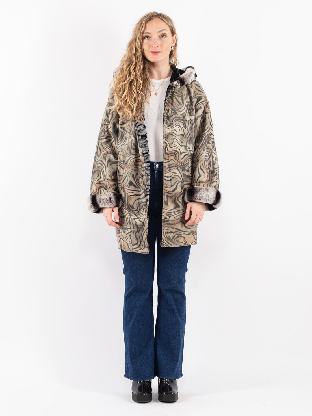 Vintage 90's Women Sherpa Coat in Multi
