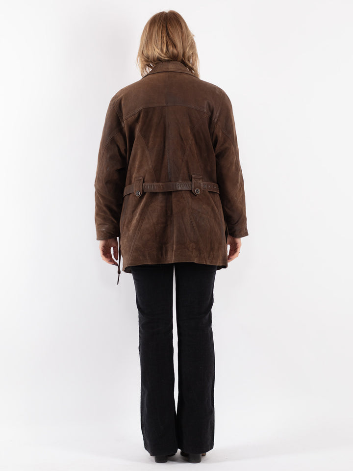 Vintage 90's Women Leather Jacket in Brown