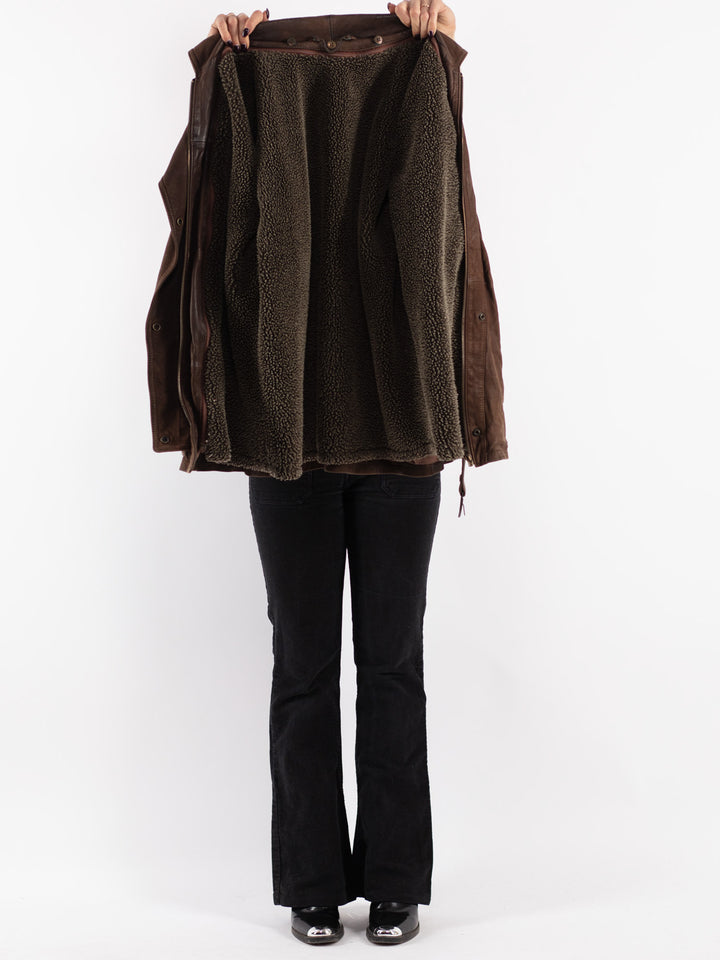 Vintage 90's Women Leather Jacket in Brown