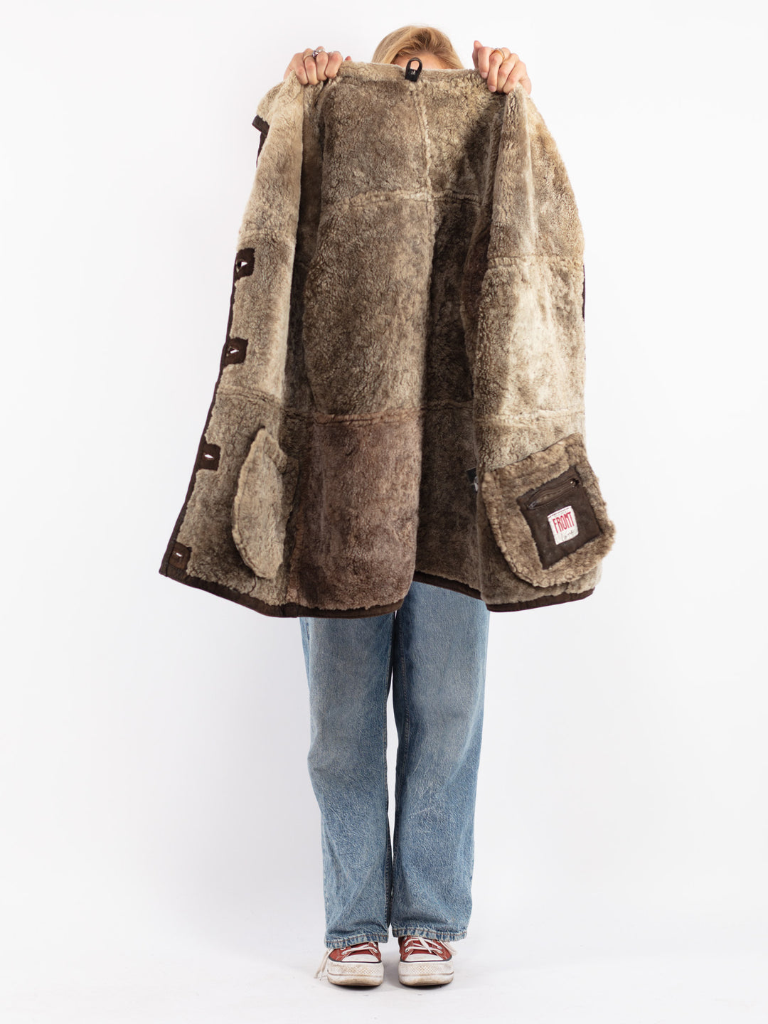 Vintage 90's Women Sheepskin Coat in Brown