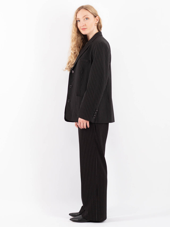 Vintage 90's Women Striped Pantsuit in Dark Gray