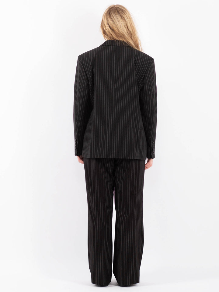 Vintage 90's Women Striped Pantsuit in Dark Gray