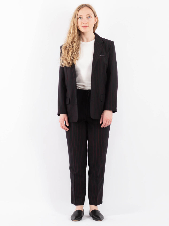 Vintage 90's Women Striped Pantsuit in Black