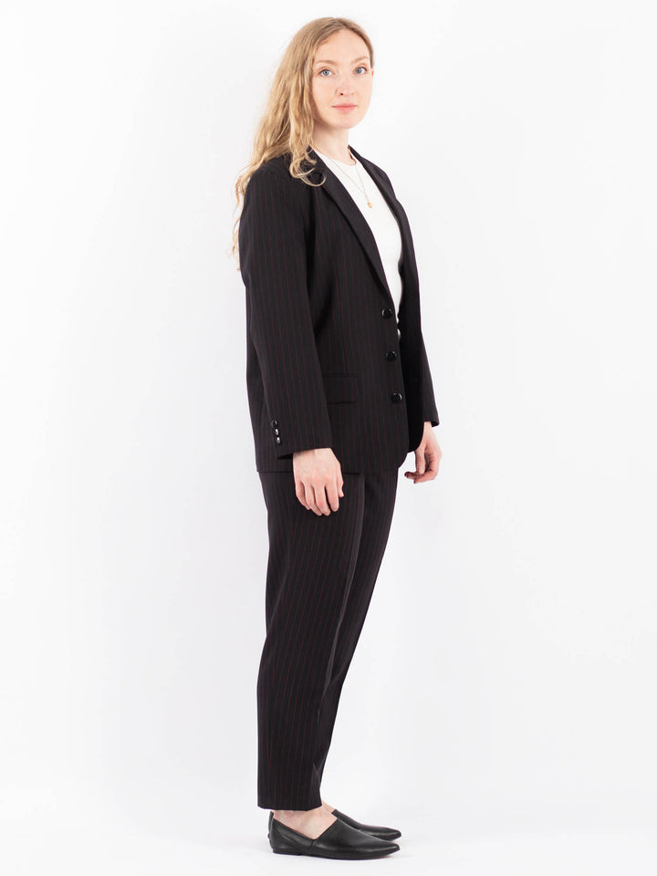Vintage 90's Women Striped Pantsuit in Black