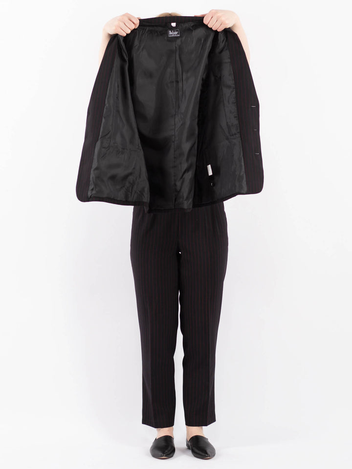Vintage 90's Women Striped Pantsuit in Black