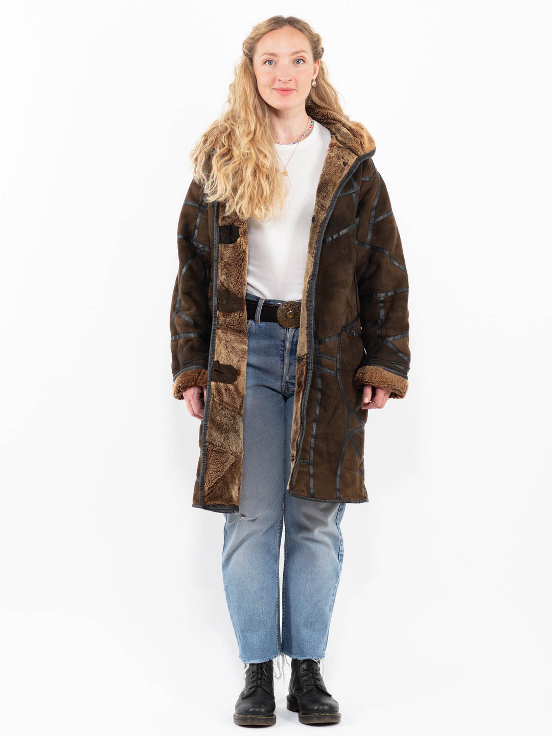 Vintage 90's Women Sheepskin Coat in BrownA0239