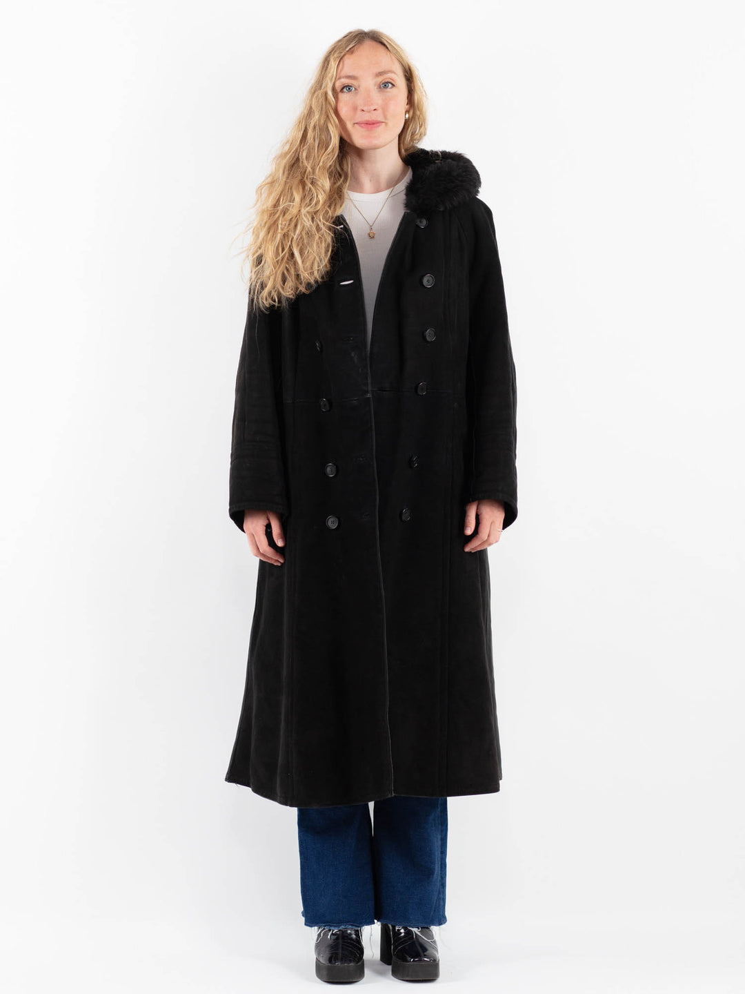 Vintage 90's Women Sheepskin Coat in BlackV9842