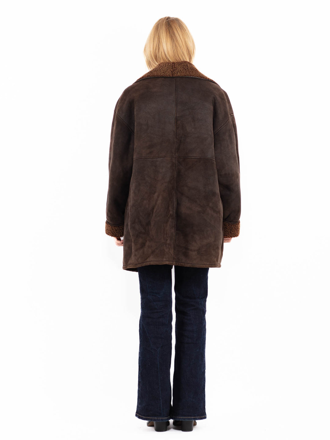 Vintage 90's Women Sheepskin Coat in BrownA0701