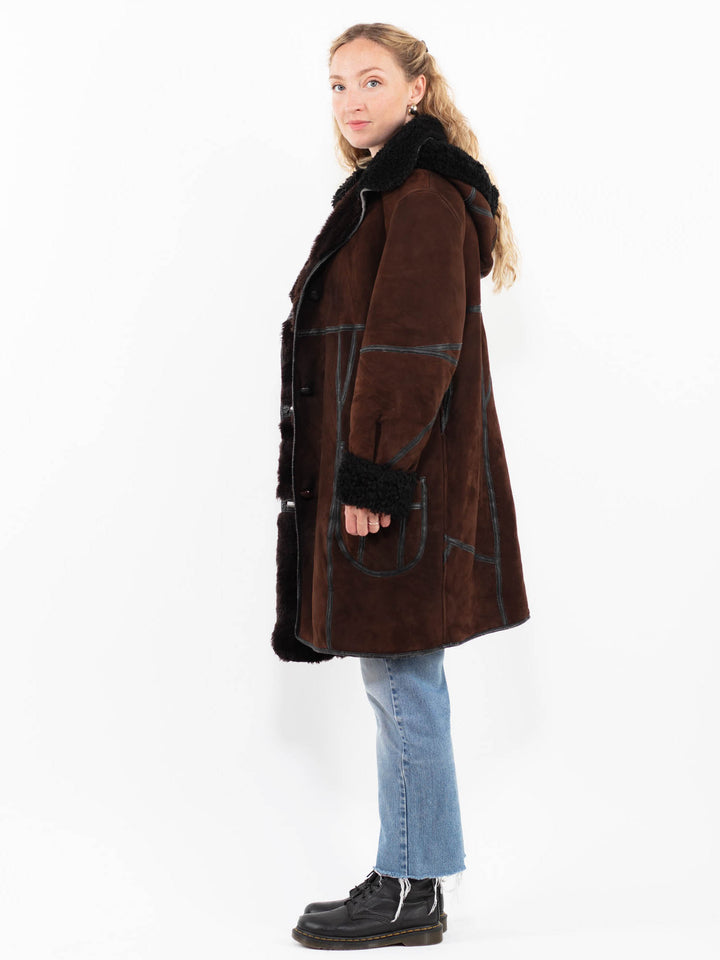 Vintage 90's Women Sheepskin Coat in BrownA0242