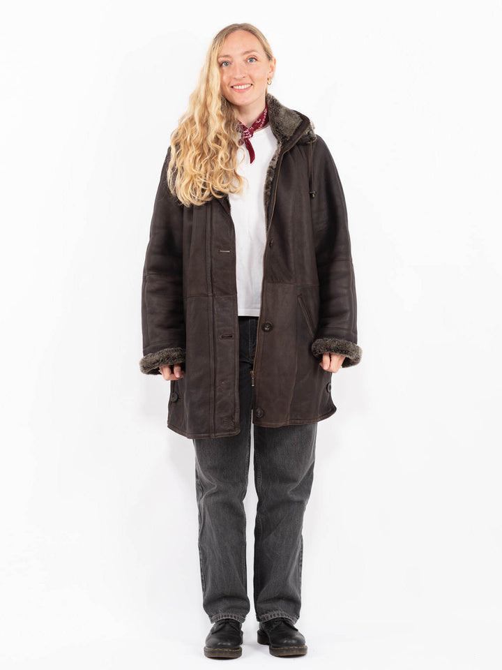 Vintage 90's Women Sheepskin Coat in BrownA0590