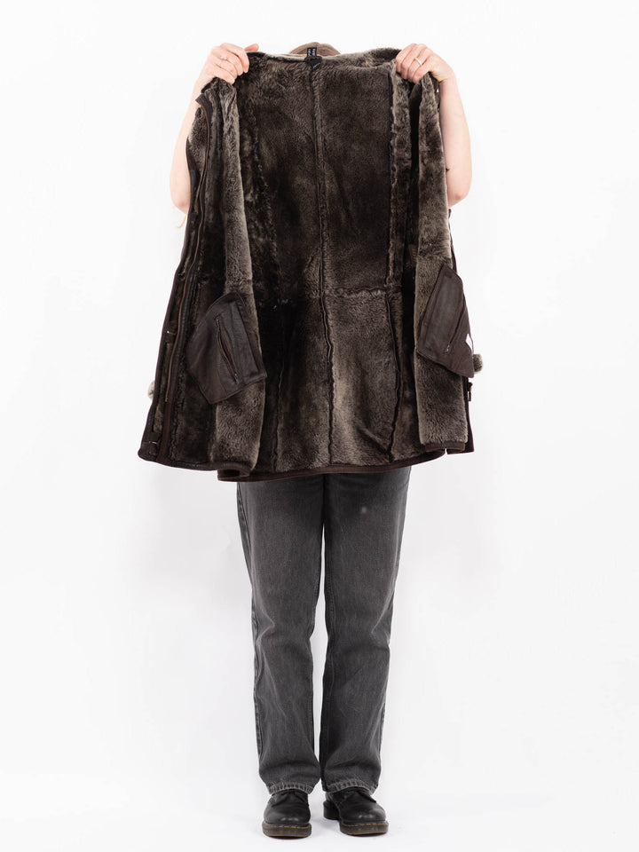 Vintage 90's Women Sheepskin Coat in BrownA0590