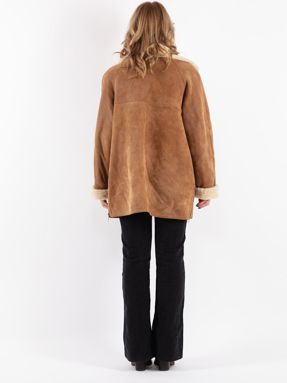Vintage 90's Women Sheepskin Coat in Brown