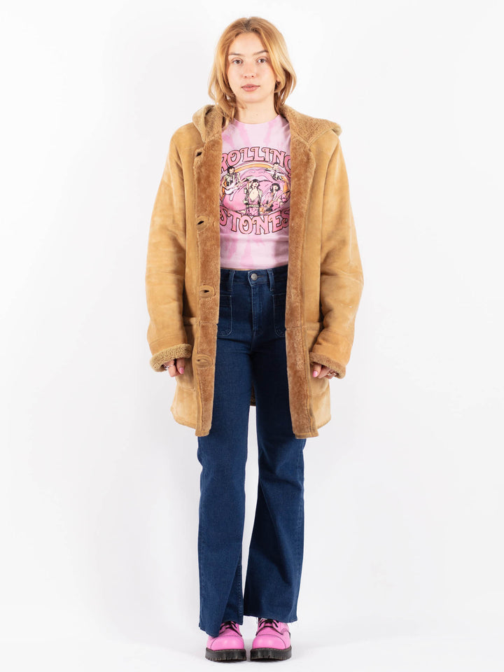 Vintage 90's Women Sheepskin Coat in BeigeV9543