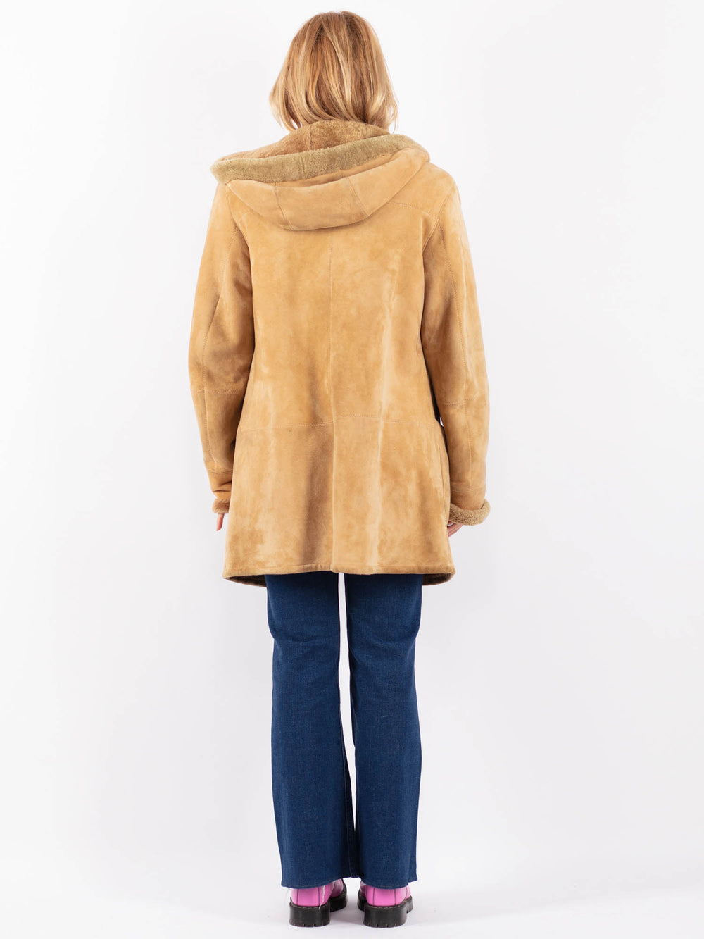 Vintage 90's Women Sheepskin Coat in BeigeV9543