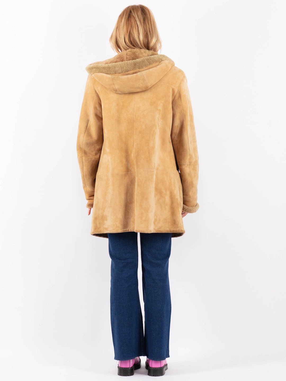 Vintage 90's Women Sheepskin Coat in BeigeV9543