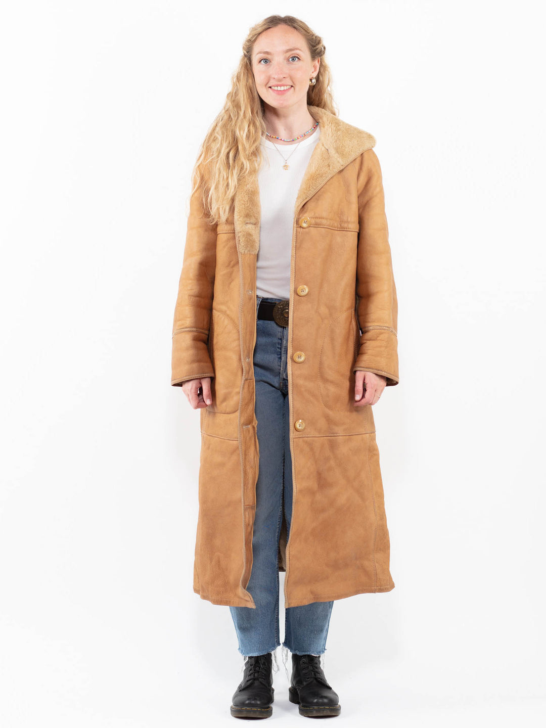 Vintage 90's Women Sheepskin Coat in BrownA0250