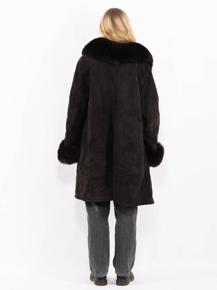 Vintage 90's Women Sheepskin Coat in BrownA0596