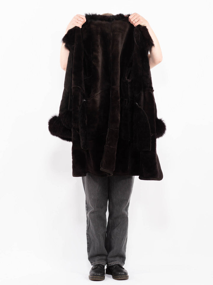 Vintage 90's Women Sheepskin Coat in BrownA0596