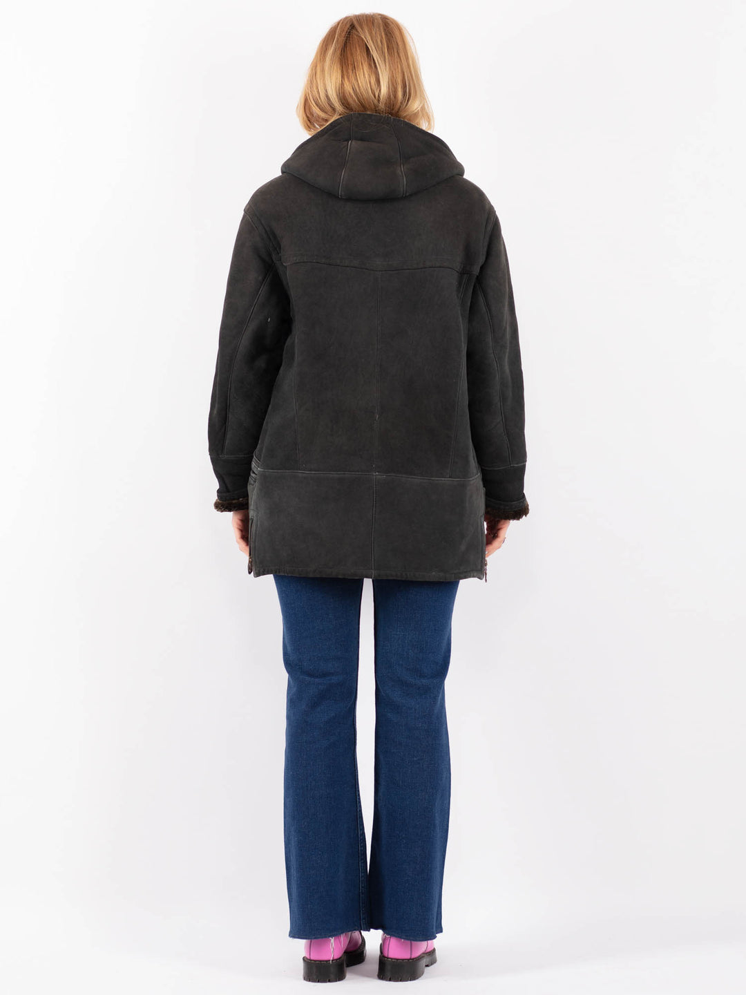 Vintage 90's Women Sheepskin Shearling in BlackV9544