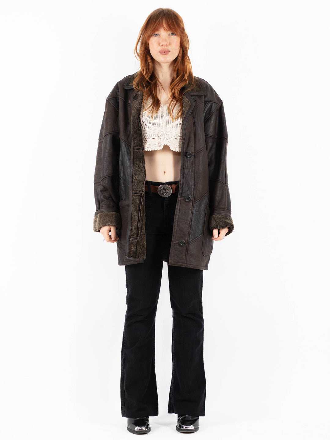 Vintage 90's Women Sheepskin Coat in BrownV9751