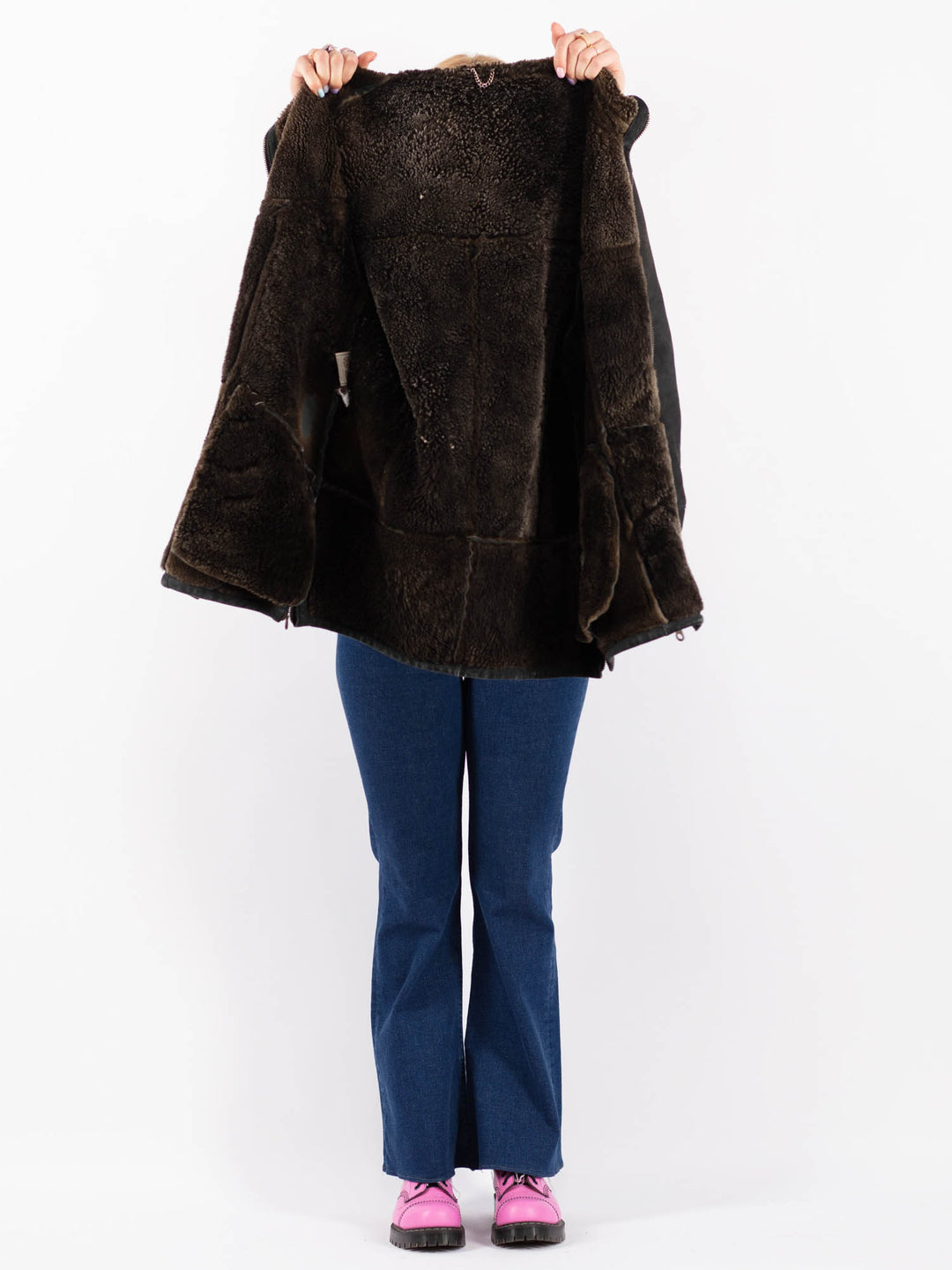 Vintage 90's Women Sheepskin Shearling in BlackV9544