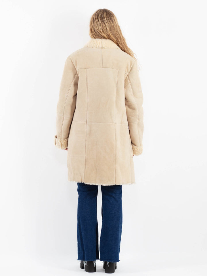 Vintage 90's Women Sheepskin Coat in BeigeV9853