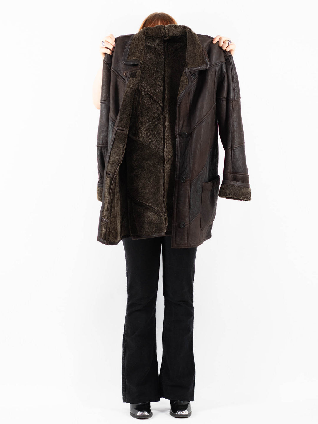 Vintage 90's Women Sheepskin Coat in BrownV9751